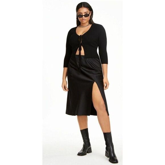 Danielle Bernstein Back Tie Front Cropped Cardigan Sz 3x NEW - Picture 5 of 5